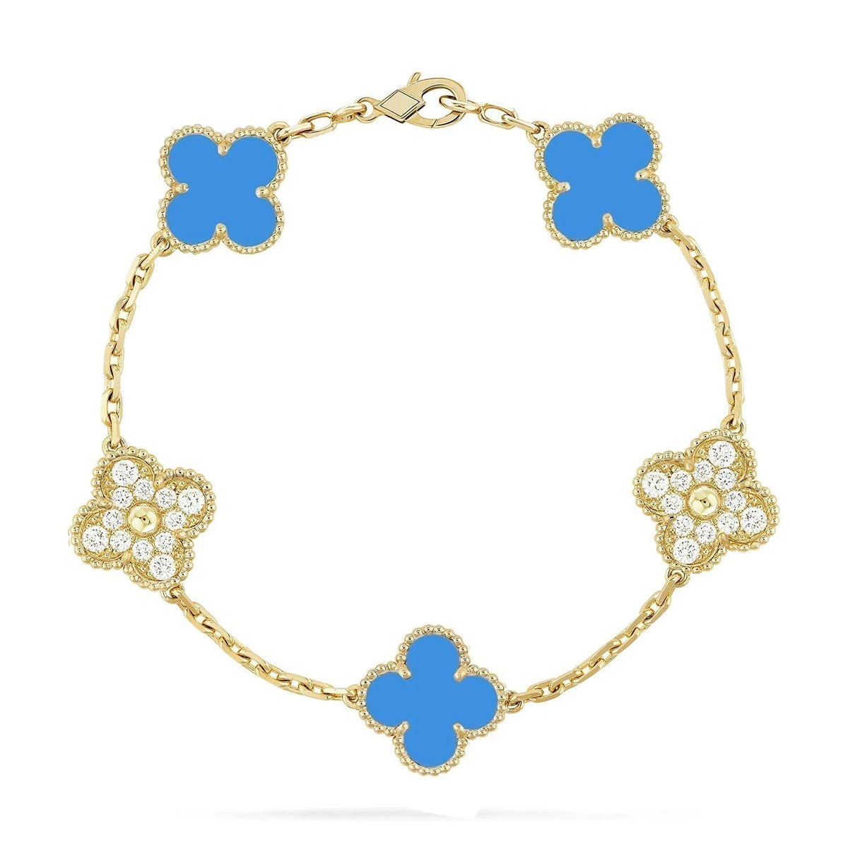 [⭐Shinejoy] CLOVER 5 MOTIF BLUE AGATE BRACELET COLLECTION