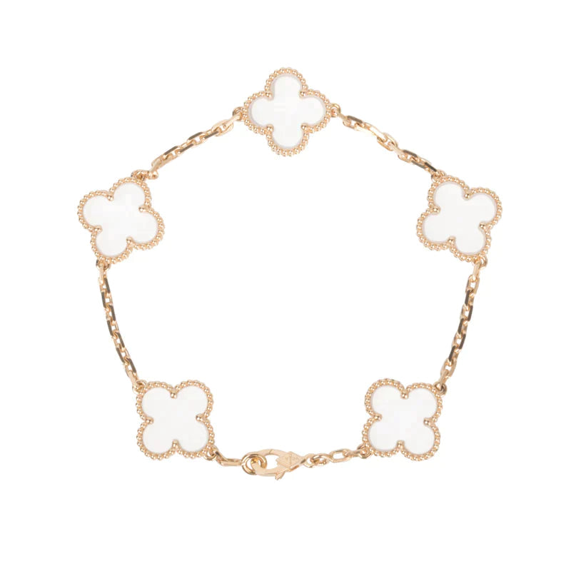 [⭐Shinejoy]CLOVER 5 MOTIF ROCK CRYSTAL BRACELET