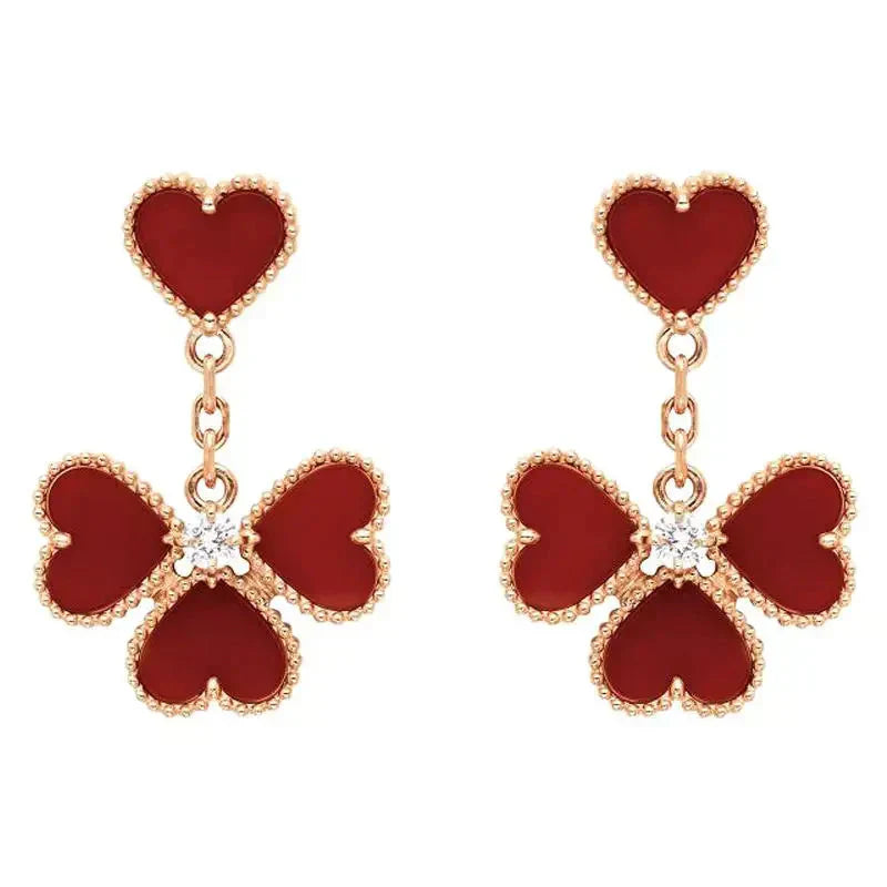[Shinejoy]SWEET CLOVER CARNELIAN EARRINGS