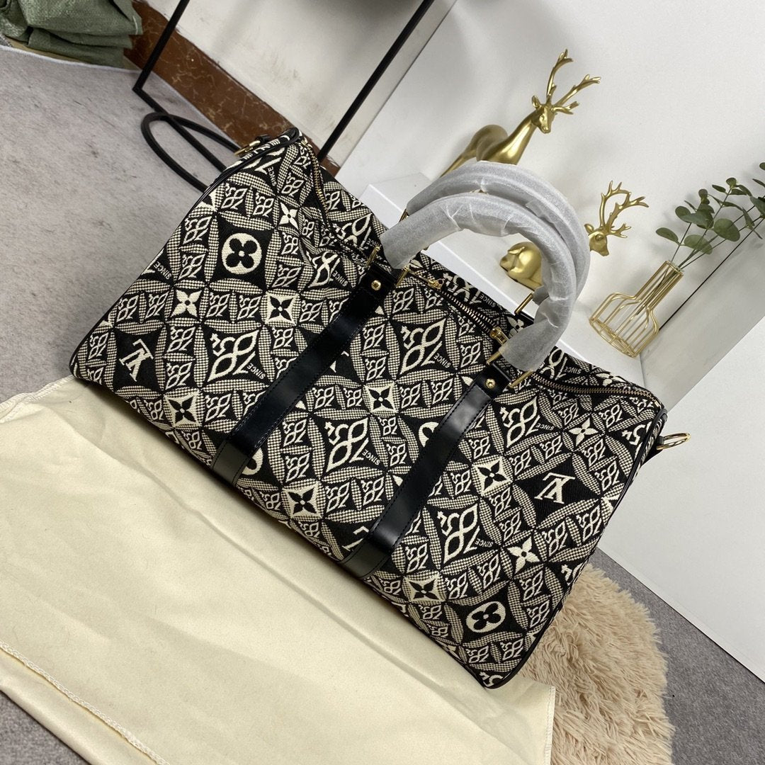 Sac LV Keepall Bandoulière 45 1854 Jacquard Gris