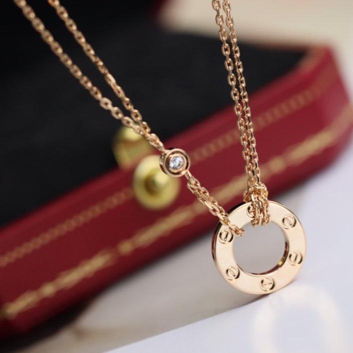 [Shinejoy]LOVE NECKLACE ADJUSTABLE ROSE GOLD 2 DIAMOND
