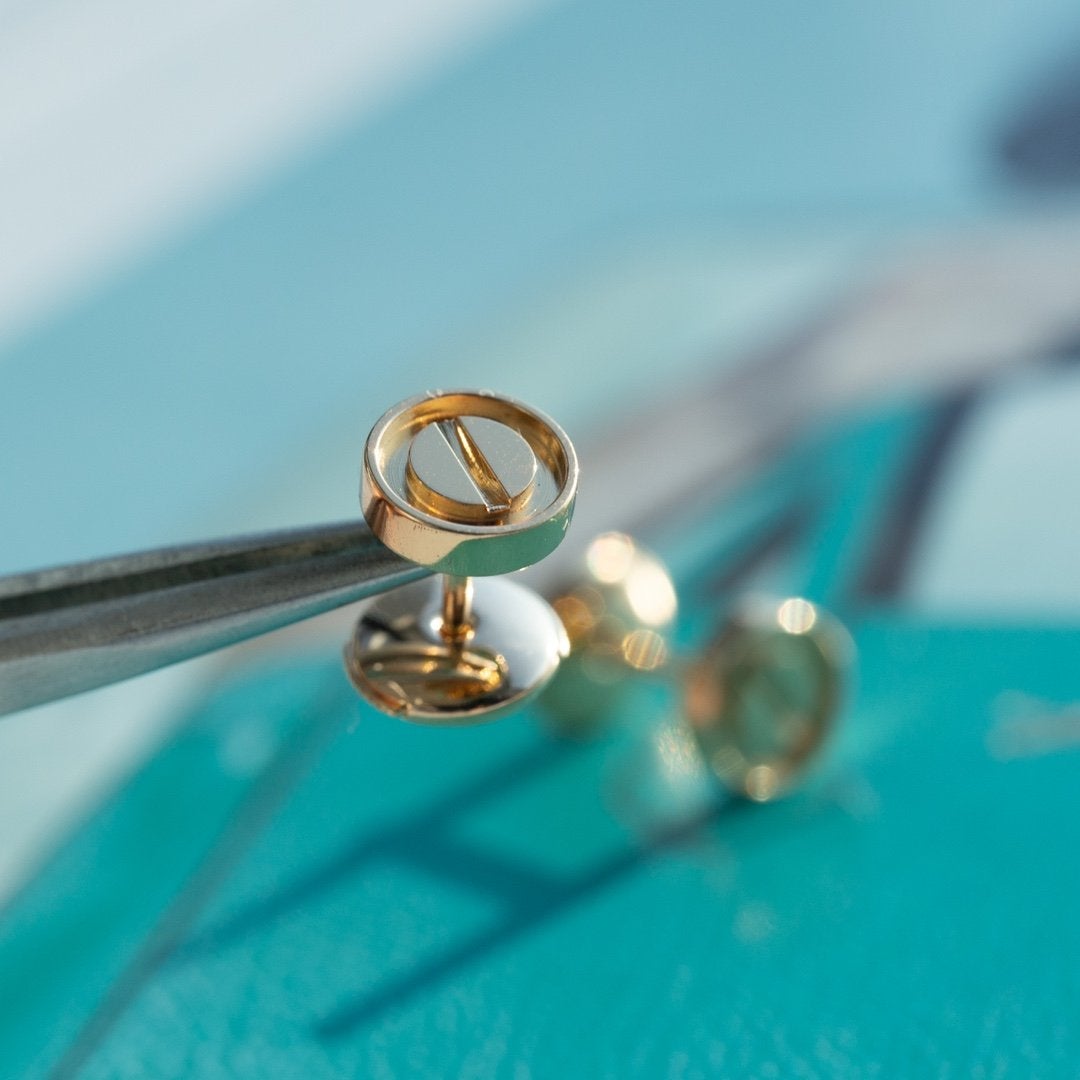 [Shinejoy]LOVE EARRINGS PINK GOLD 10MM