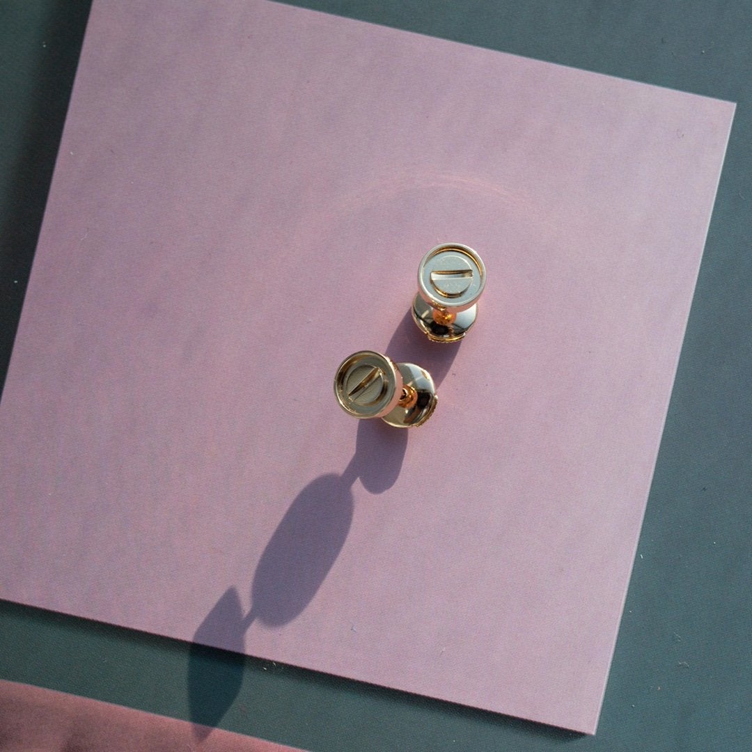 [Shinejoy]LOVE EARRINGS PINK GOLD 10MM