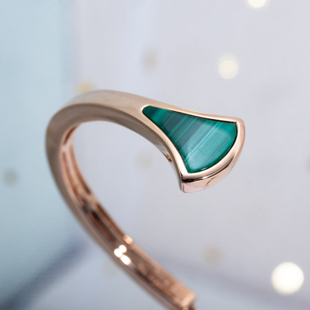 [Shinejoy]DREAM BRACELET OPEN MALACHITE PINK GOLD