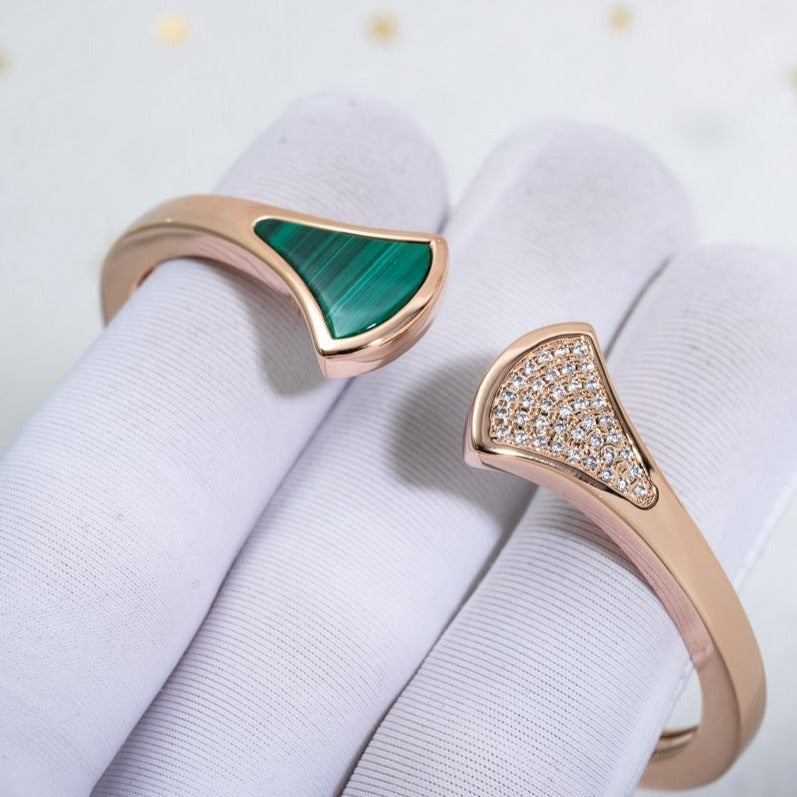 [Shinejoy]DREAM BRACELET OPEN MALACHITE PINK GOLD