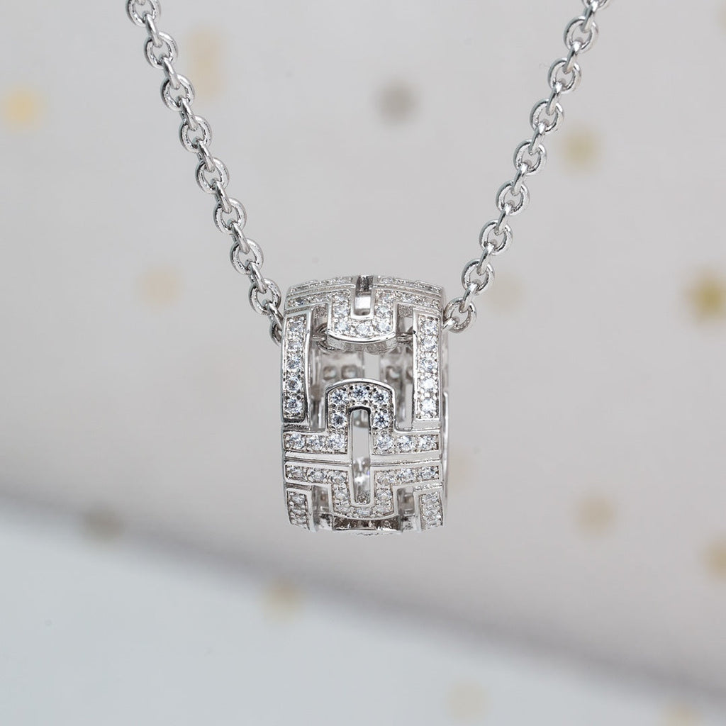 [Shinejoy]PARENTESI NECKLACE SILVER DIAMOND