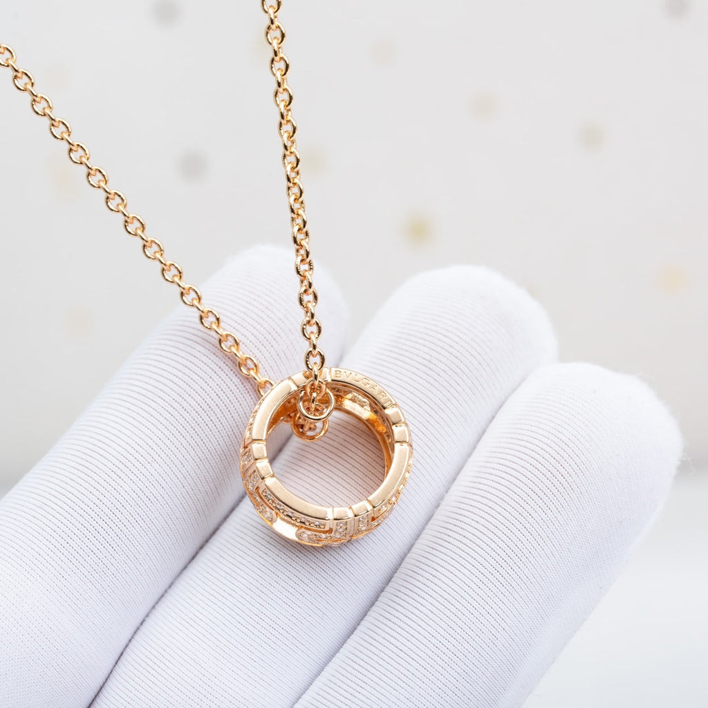 [Shinejoy]PARENTESI NECKLACE PINK GOLD DIAMOND