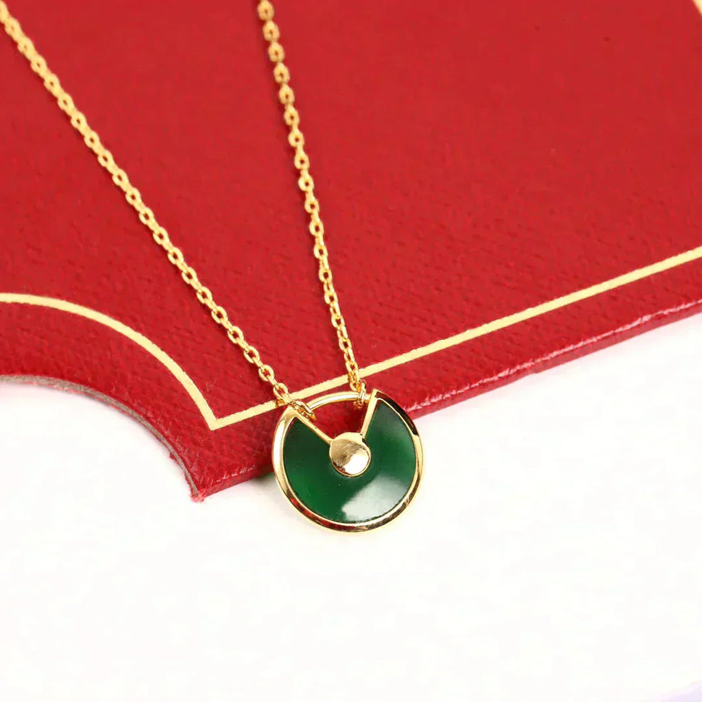[Shinejoy]AMULETTE GOLD MALACHITE NECKLACE