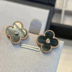 [Shinejoy]CLOVER MEDIUM 1 MOTIFS GRAY MOP  DIAMOND EARRINGS