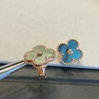 [Shinejoy]CLOVER MEDIUM 1 MOTIFS GRAY MOP  DIAMOND EARRINGS