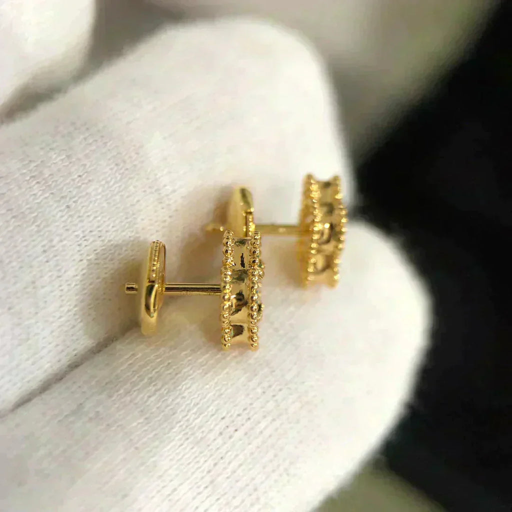 [Shinejoy]クローバー ミニ 9.5mm マラカイト イヤリング