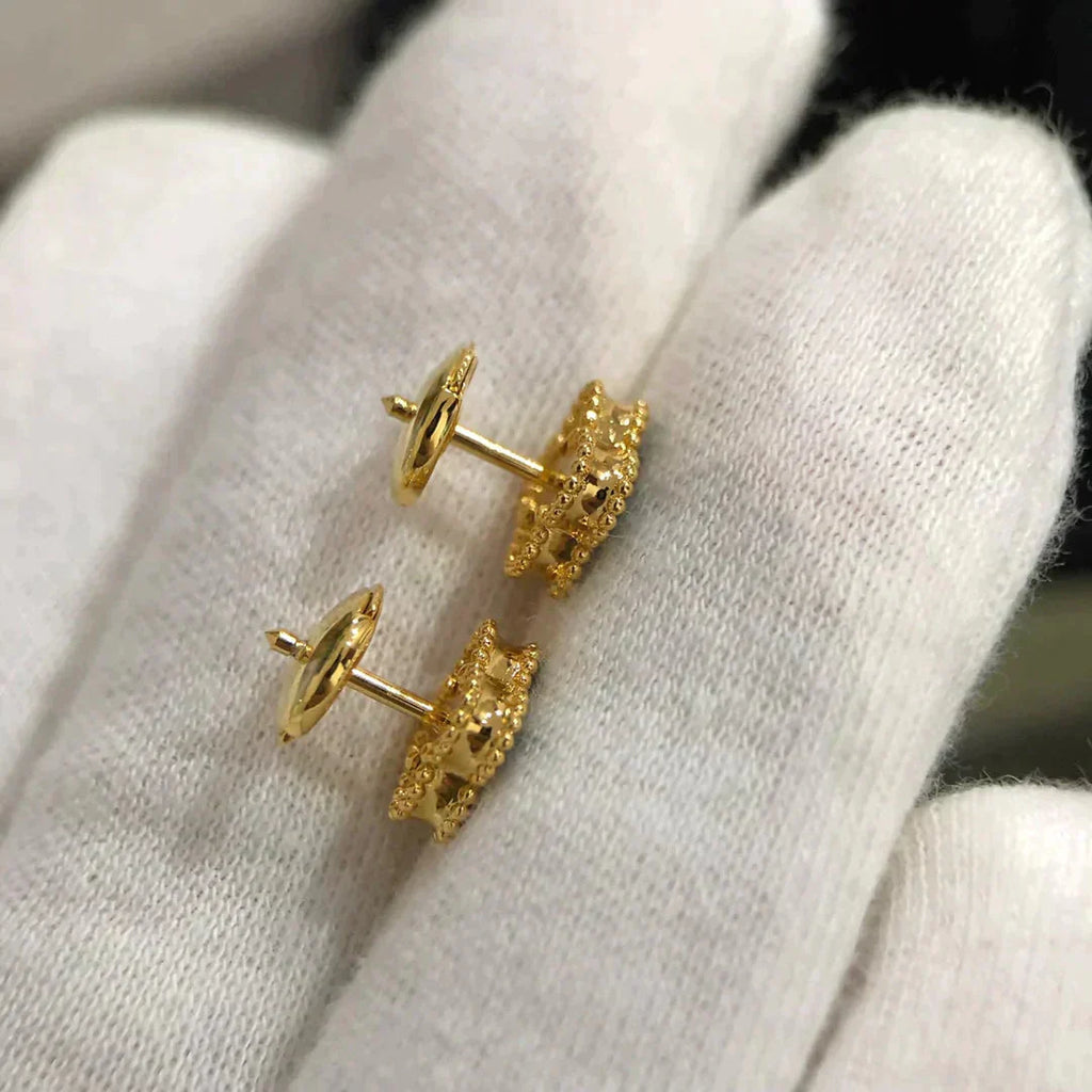 [Shinejoy]クローバー ミニ 9.5mm マラカイト イヤリング