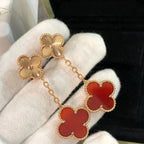[Shinejoy]CLOVER 2 MOTIF  LASER CARNELIAN EARRINGS
