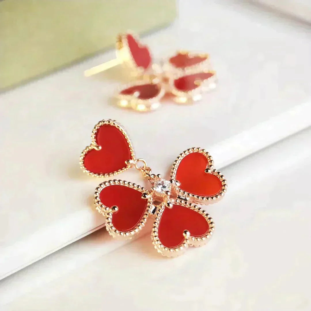 [Shinejoy]SWEET CLOVER CARNELIAN EARRINGS