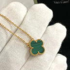[Shinejoy]CLOVER 15MM MALACHITE SINGLE FLOWER  NECKLACE
