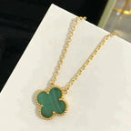 [Shinejoy] COLLIER CLOVER 15MM MALACHITE À FLEUR UNIQUE
