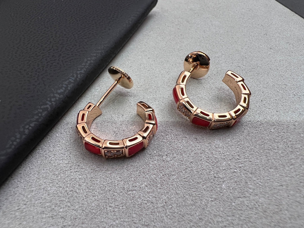 [Shinejoy]SERPENTI CARNELIAN PINK GOLD EARRINGS