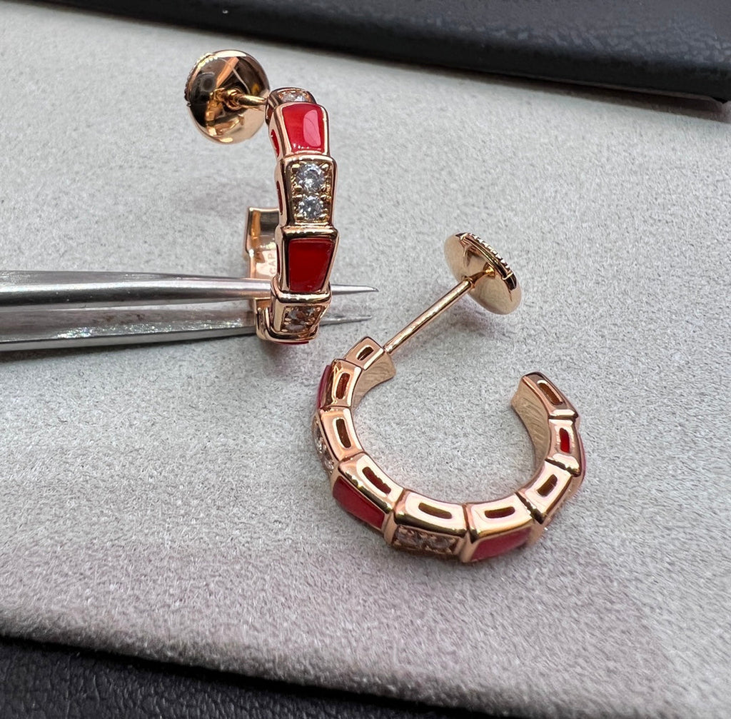 [Shinejoy]SERPENTI CARNELIAN PINK GOLD EARRINGS