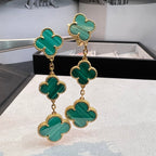 [Shinejoy]CLOVER MALACHITE 3 MOTIFS GOLD