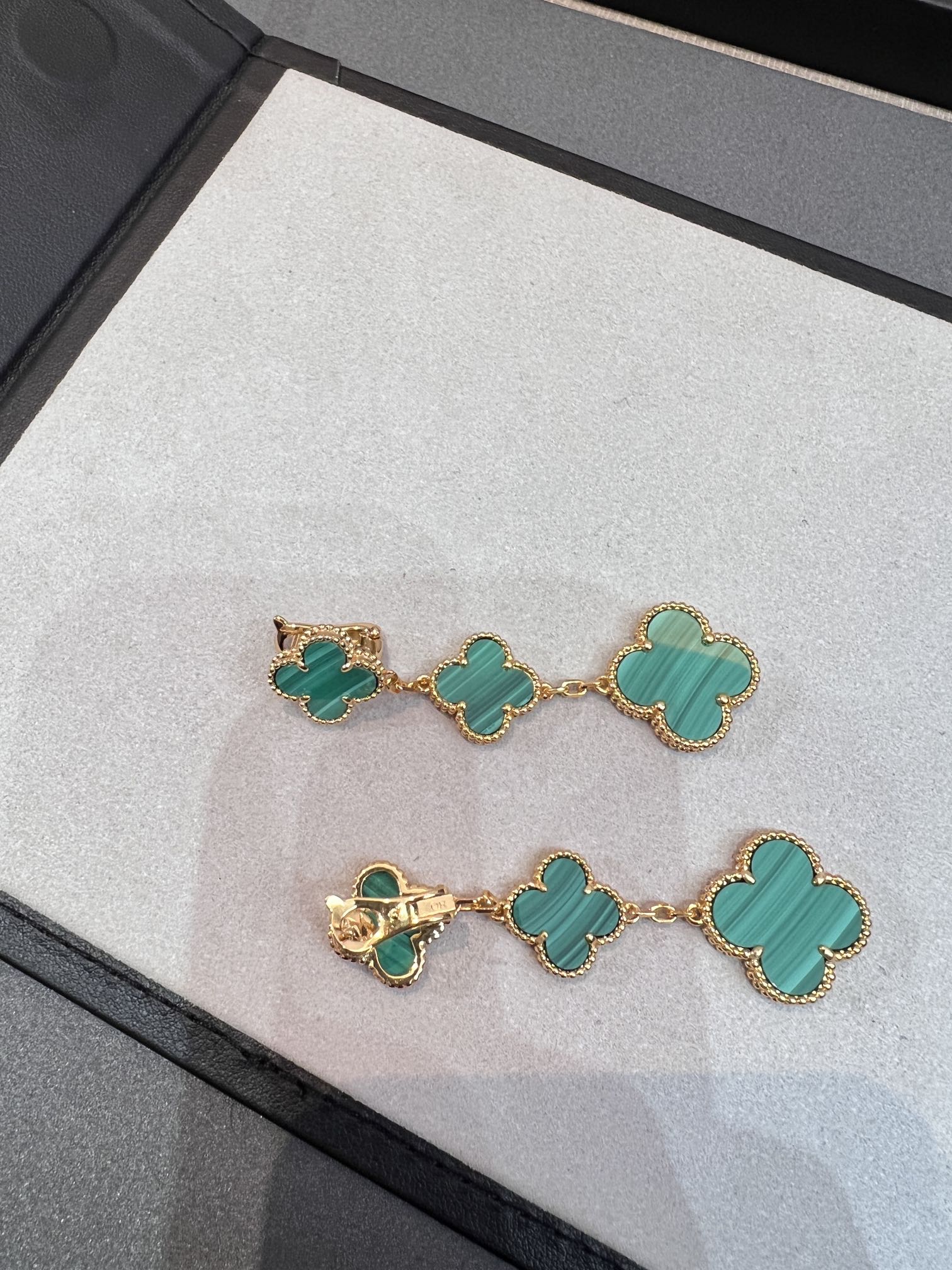 [Shinejoy]CLOVER MALACHITE 3 MOTIFS GOLD
