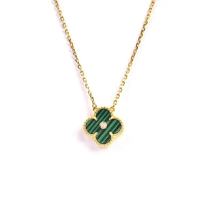 [Shinejoy]CLOVER 15MM DIAMOND TURQUOISE NECKLACE