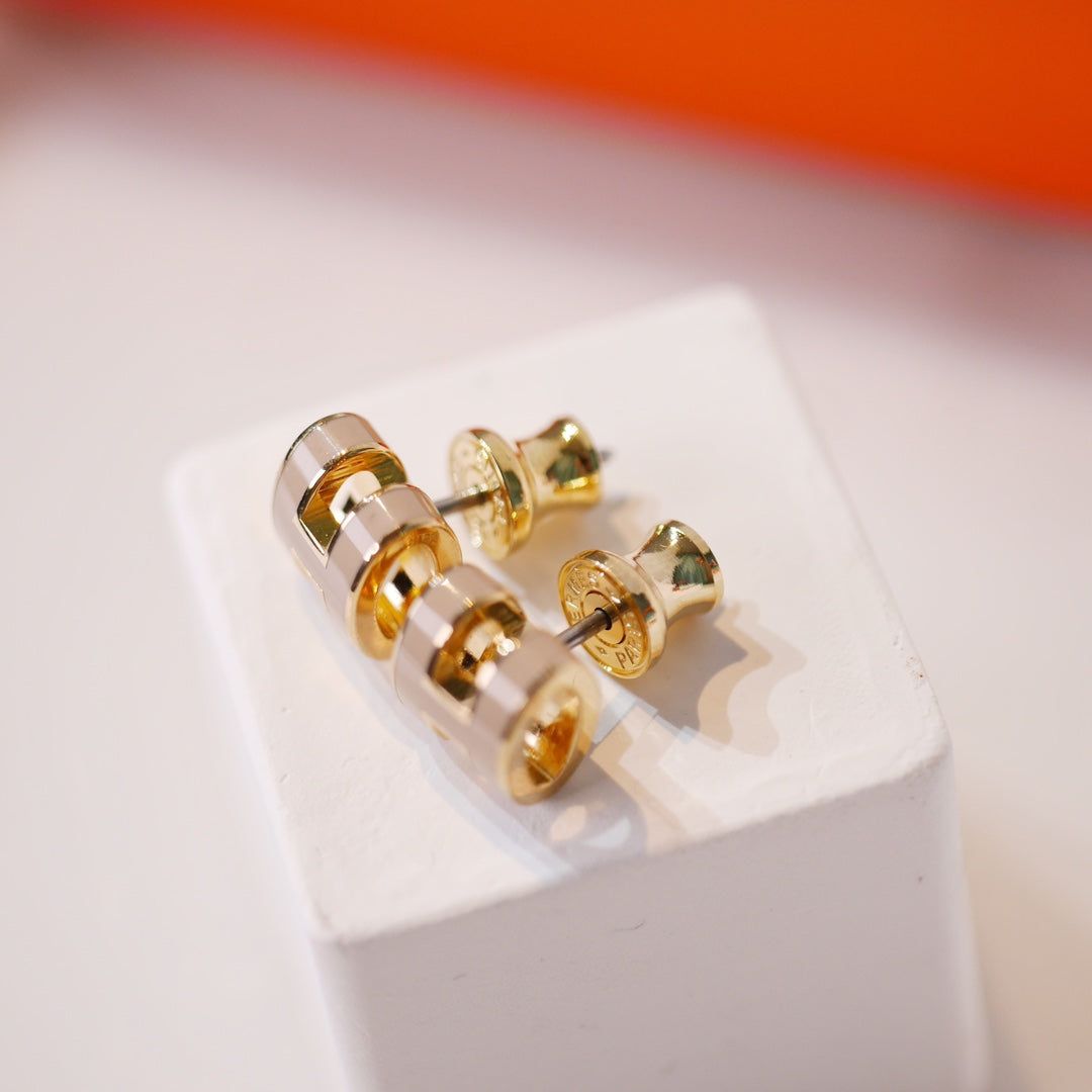 [Shinejoy]MINI POP H GOLD EARRINGS GREY