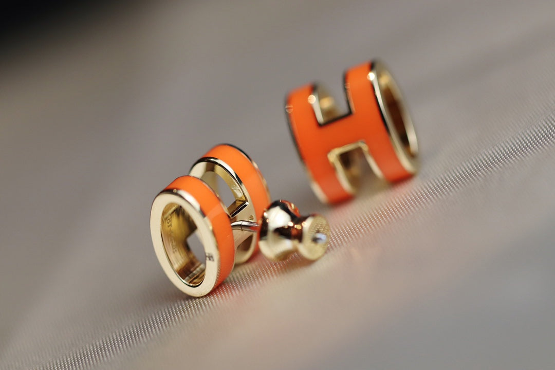 [Shinejoy]MINI POP H EARRINGS ORANGE