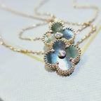 [Shinejoy] COLLIER CLOVER 15 MM DIAMANTS ET NACRE GRISE