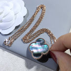 [Shinejoy]CLOVER 25MM GOLD DARK MOP BIG CLOVER NECKLACE