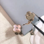 [Shinejoy]CLOVER MEDIUM 1 MOTIFS  PINK MOP DIAMOND EARRINGS