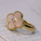 [Shinejoy]CLOVER PINK MOP RING GOLD DIAMOND