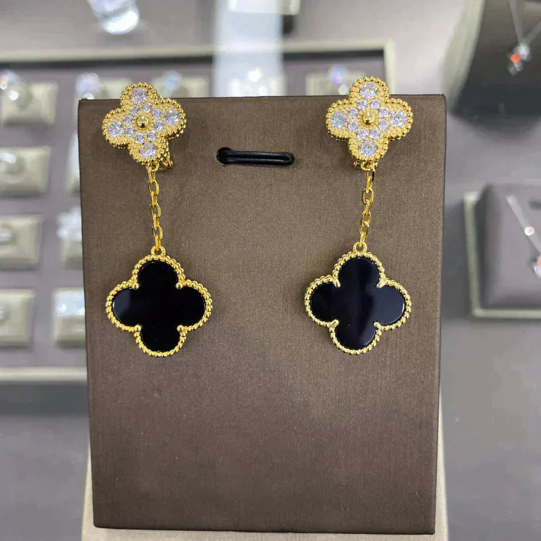 [Shinejoy]CLOVER  2 MOTIFS  DIAMOND  EARRINGS (MULTIPLE CHOICESç´