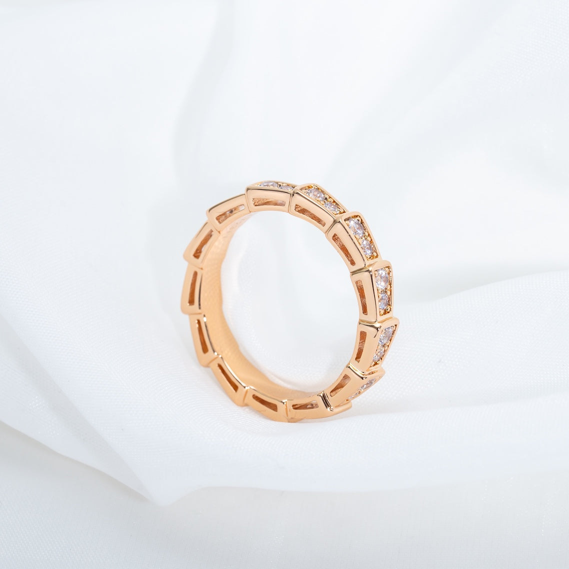 [Shinejoy]SERPENTI RING PINK GOLD DIAMOND PAVED 3MM