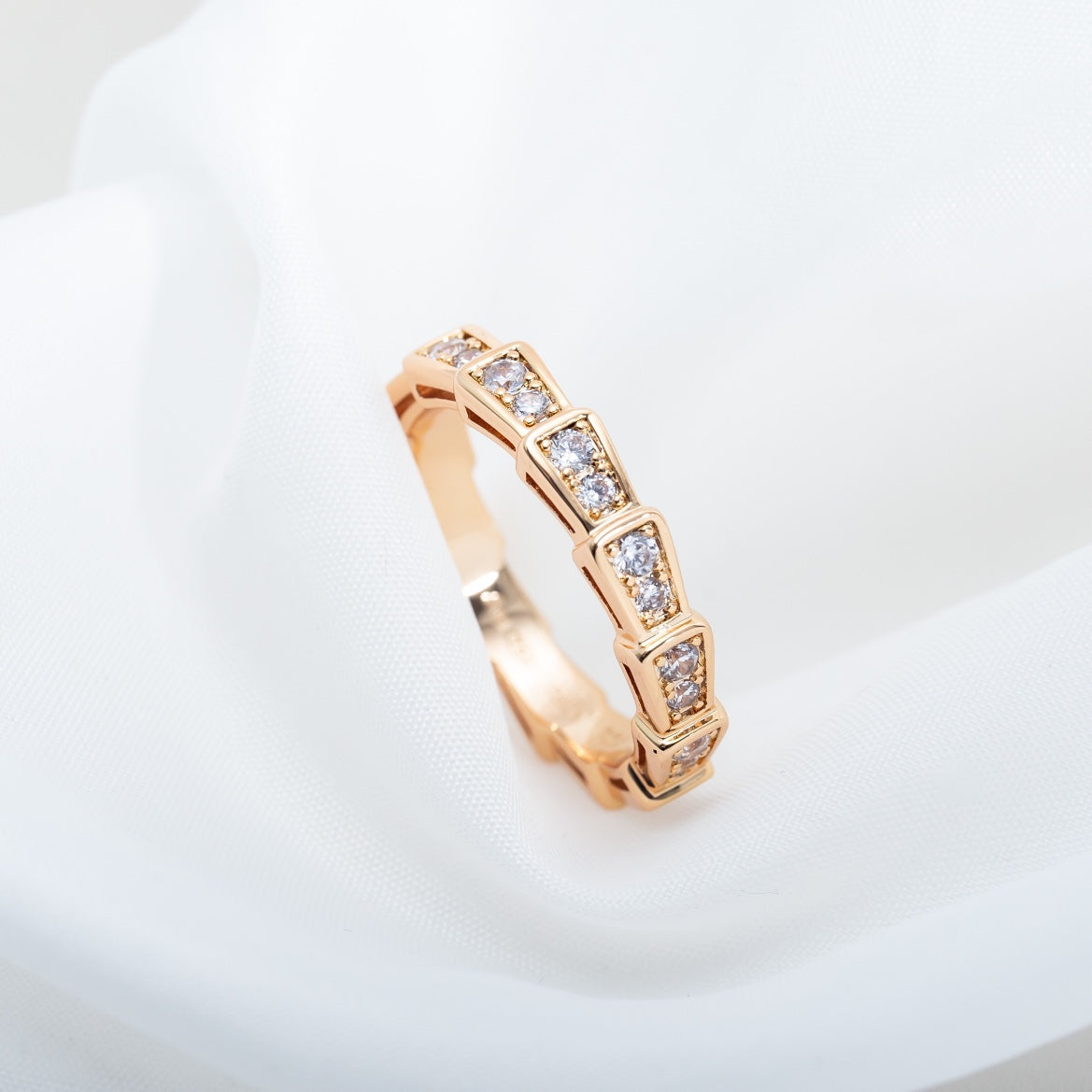 [Shinejoy]SERPENTI RING PINK GOLD DIAMOND PAVED 3MM