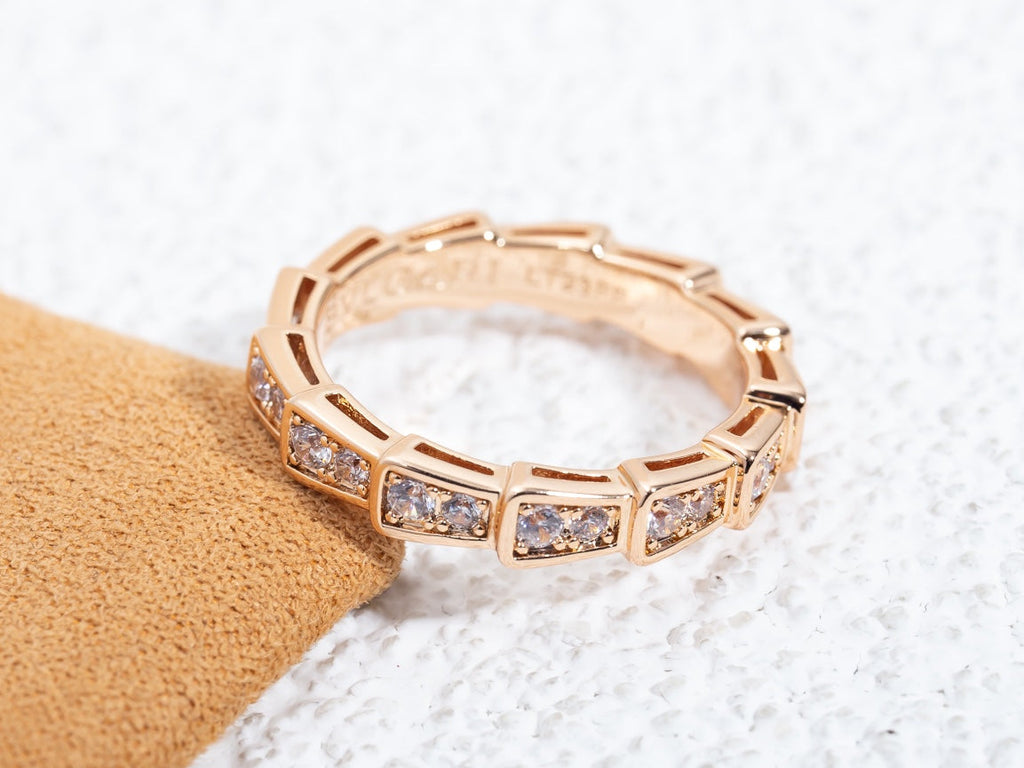 [Shinejoy]SERPENTI RING PINK GOLD DIAMOND PAVED 3MM