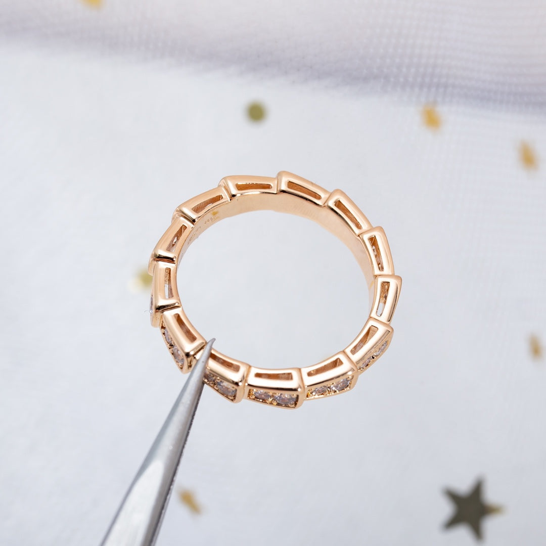 [Shinejoy]SERPENTI RING PINK GOLD DIAMOND PAVED 3MM