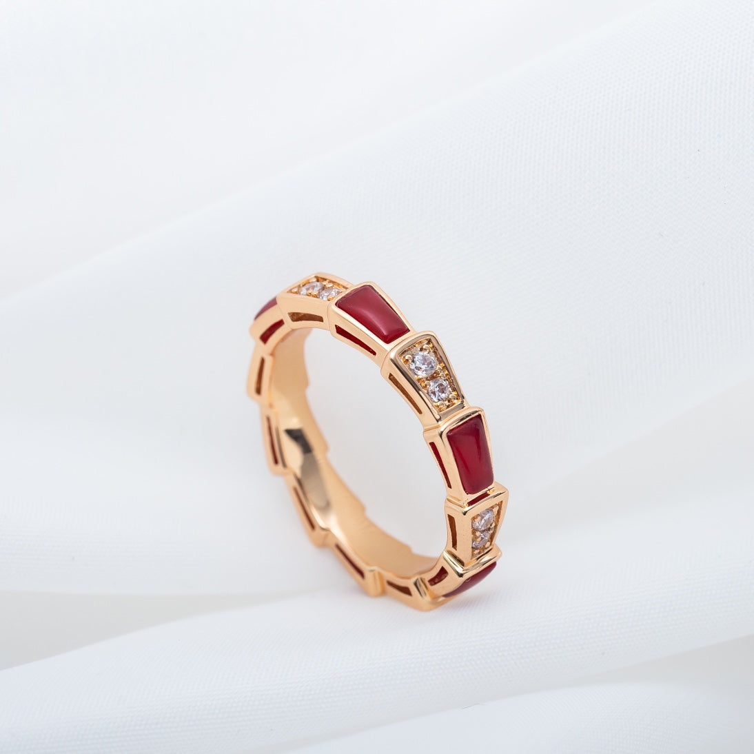 [Shinejoy]SERPENTI RING PINK GOLD CARNELIAN DIAMOND 3MM
