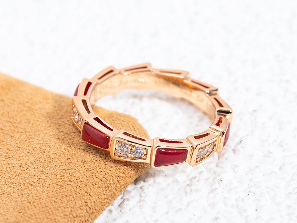 [Shinejoy]SERPENTI RING PINK GOLD CARNELIAN DIAMOND 3MM