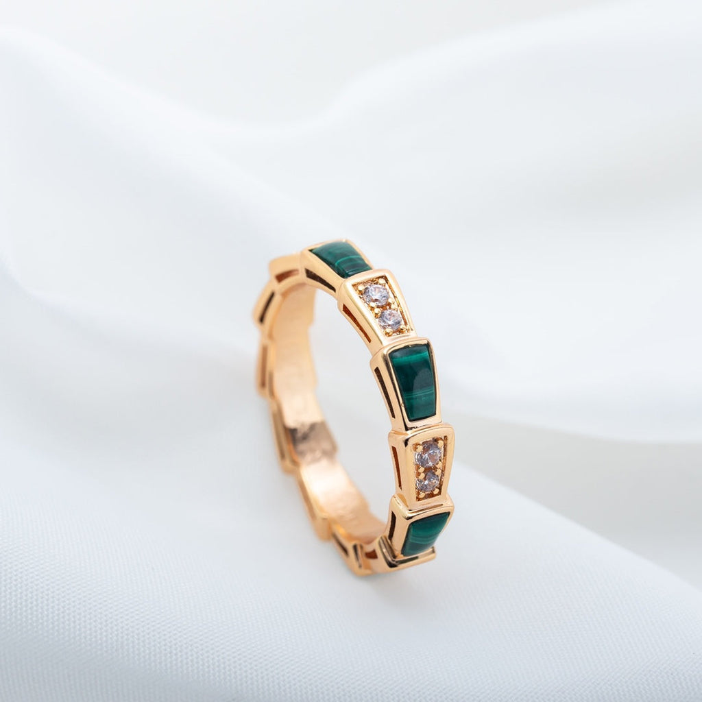 [Shinejoy]SERPENTI RING PINK GOLD MALACHITE DIAMOND 3MM