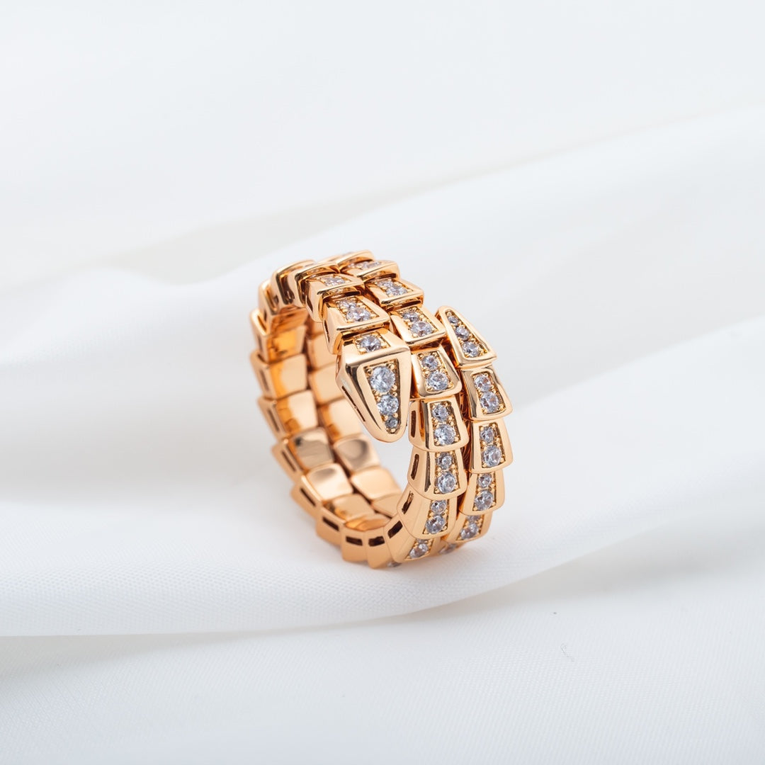 [Shinejoy]SERPENTI RING PINK GOLD DIAMOND DOUBLE ROW