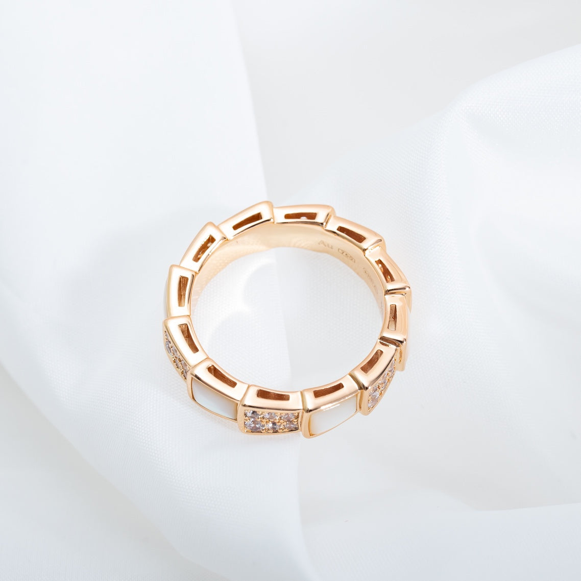 [Shinejoy]SERPENTI RING PINK GOLD MOP DIAMOND PAVED 4MM
