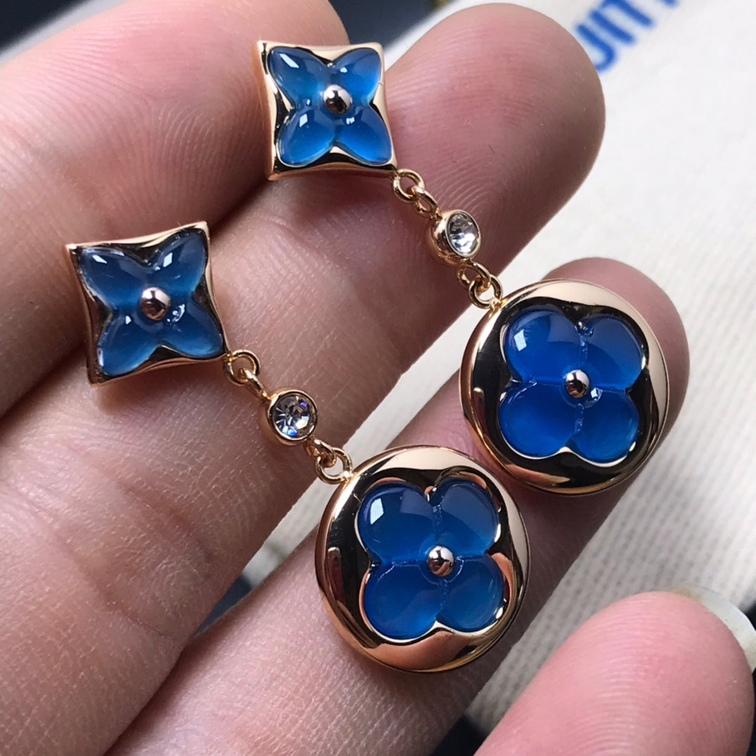[Shinejoy]STAR AND SUN AGATE DIAMOND EARRINGS
