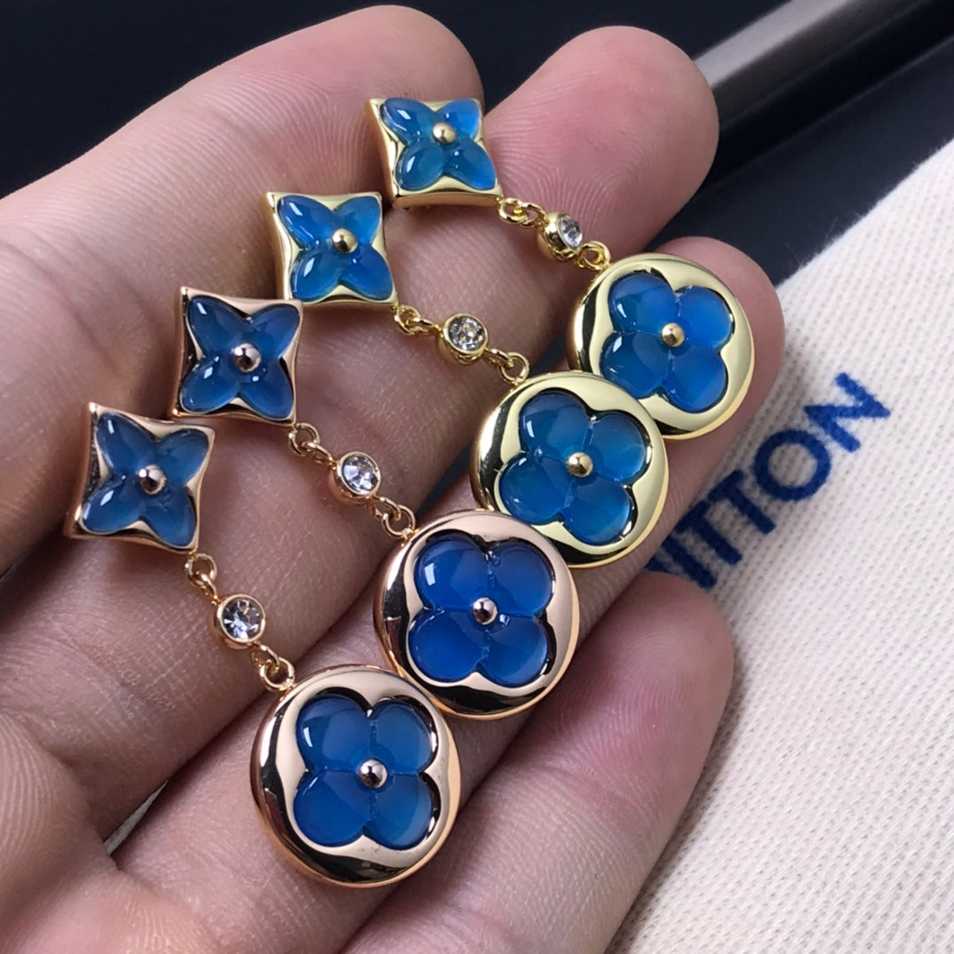 [Shinejoy]STAR AND SUN AGATE DIAMOND EARRINGS