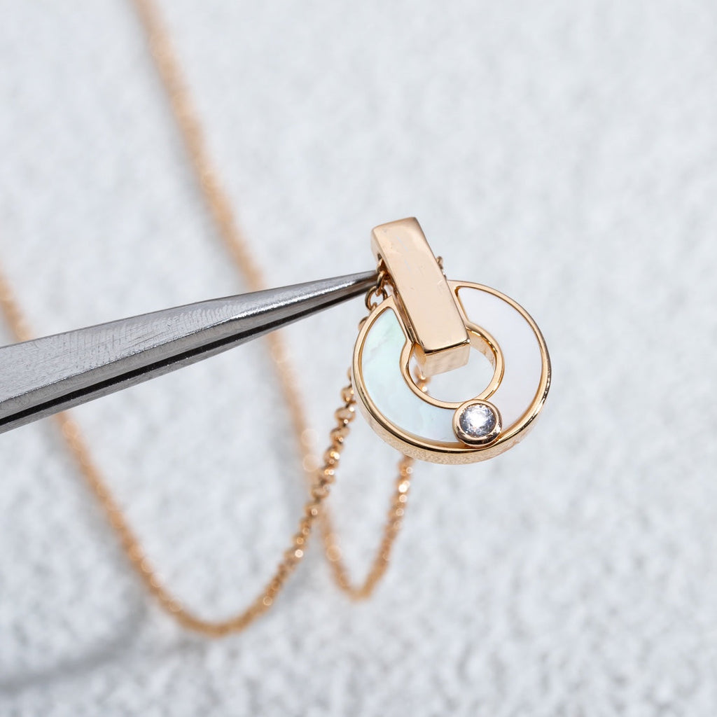 [Shinejoy]GARI NECKLACE PINK GOLD MOP