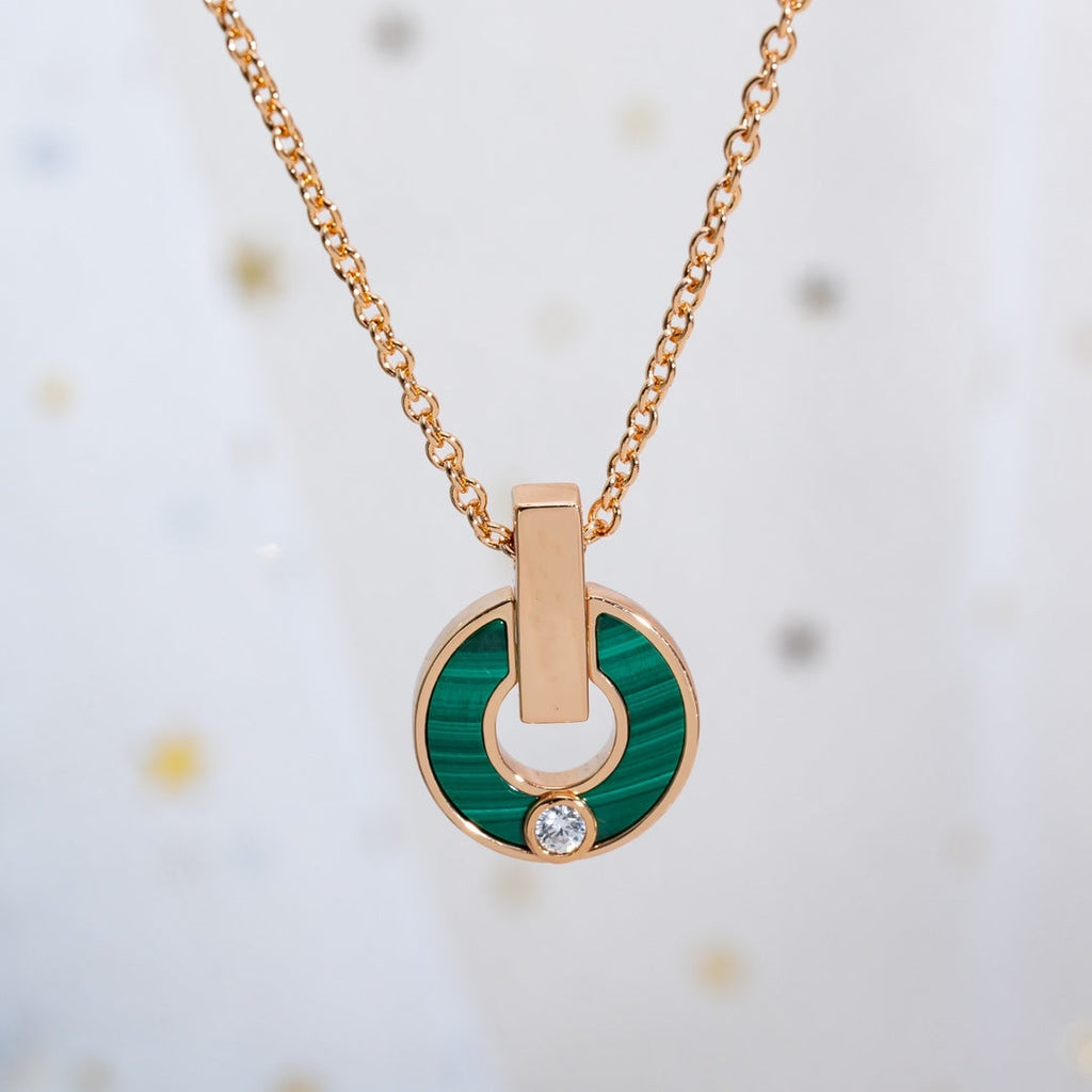 [Shinejoy]GARI NECKLACE PINK GOLD MALACHITE