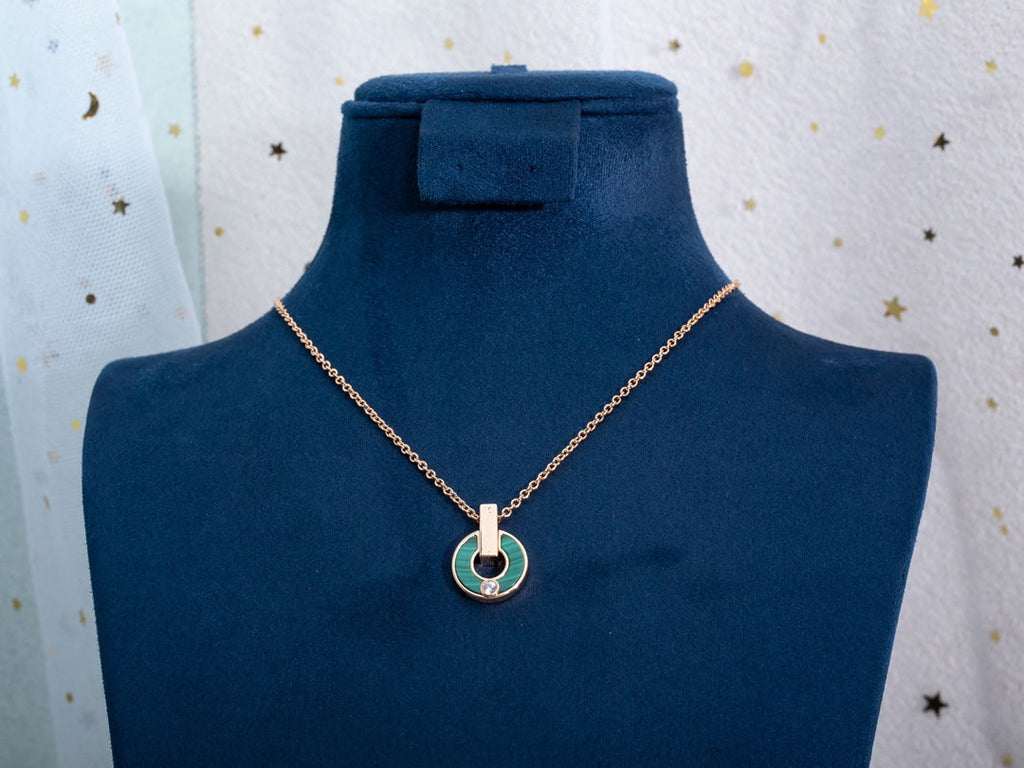 [Shinejoy]GARI NECKLACE PINK GOLD MALACHITE