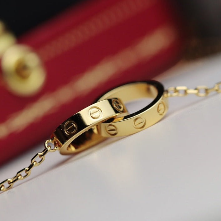 [Shinejoy]LOVE NECKLACE DOUBLE RING GOLD