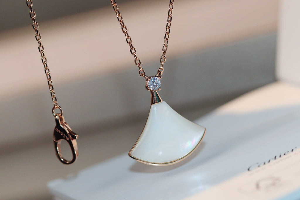 [Shinejoy]DREAM NECKLACE WHITE MOP PINK GOLD 1 DIAMOND