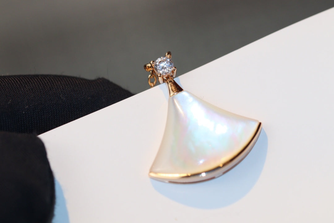 [Shinejoy]DREAM NECKLACE WHITE MOP PINK GOLD 1 DIAMOND