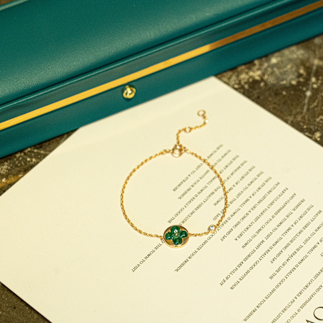 [Shinejoy]SUN MALACHITE 1 DIAMOND PINK GOLD BRACELET